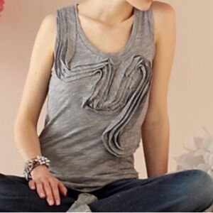 Anthropologie Little Yellow Button Winding Road Tank Top Size Medium